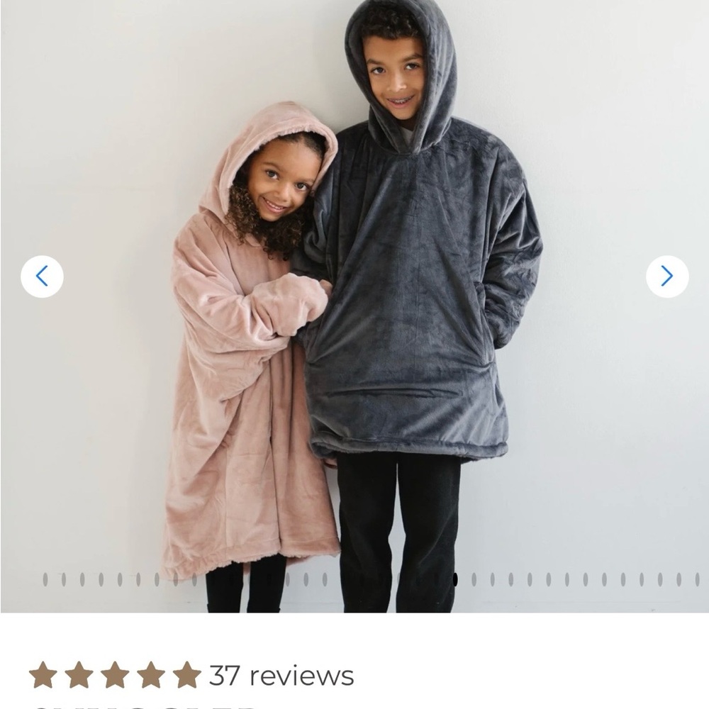 Cozy Kids Hooded Wearable Blanket Jacket - Pink and Gray